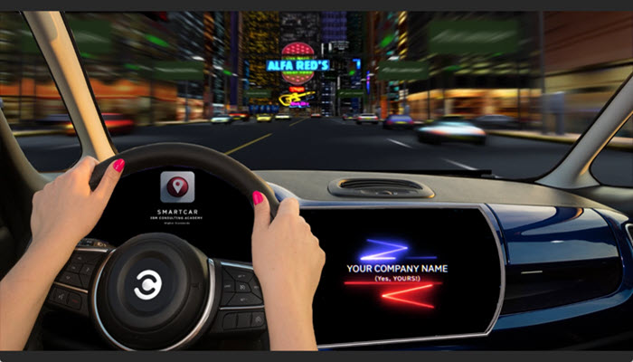 This is an image of a screen taken from a smart car demo game. WBT courses are examples digital learning deliverables developed by HCS Learning Development.