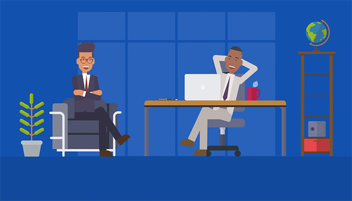 This is an image of a screen within the Client Conversation (Listening) animated instructional video developed with Vyond. Instructional videos with Vyond animation are examples of learning deliverables developed by HCS Learning Development.