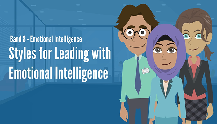 This is an image of a screen within the Leadership Styles animated instructional video developed with Vyond. Instructional videos with Vyond animation are examples of learning deliverables developed by HCS Learning Development.